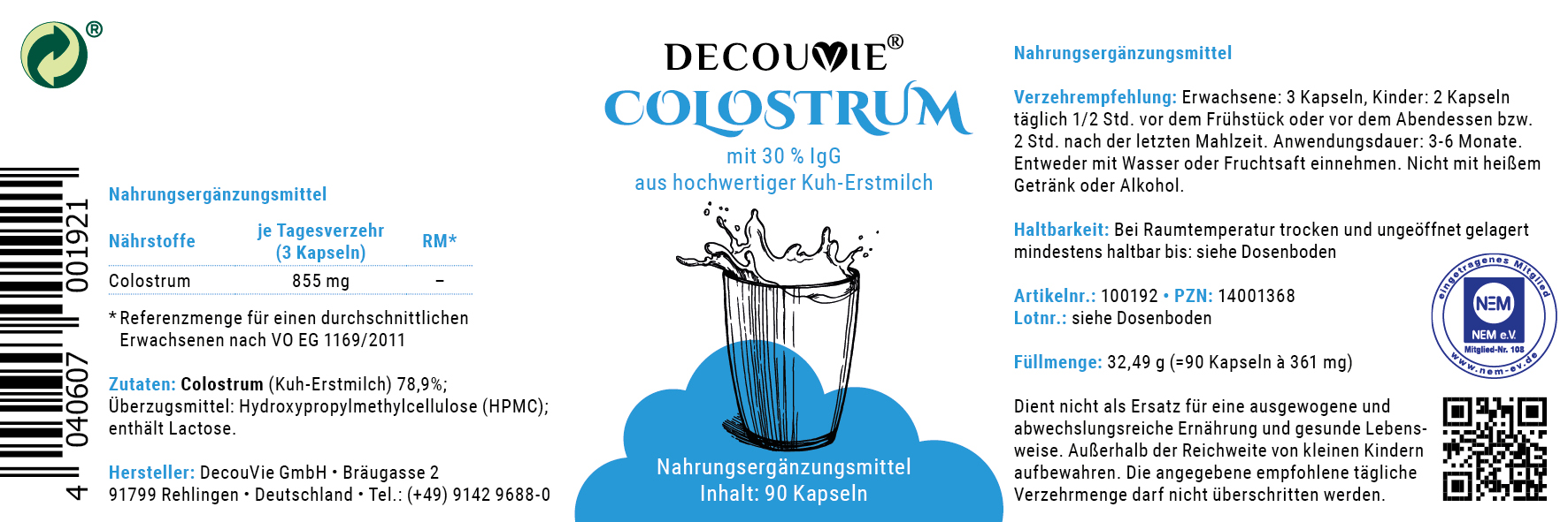 Colostrum zur Unterstützung des Immunsystems, 90 Kapseln